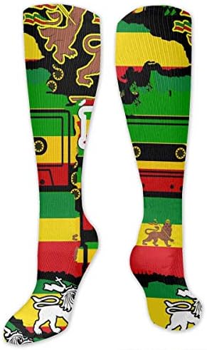 MSONNET Novelty Fashion Rastafarian Reggae Rasta Style Camo Camouflage 3D Printed Athletic Socks Extra Long Socks Knee High Socks for Men Women Boys Girls Outdoor Activities