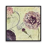 Framed Canvas Wall Art Retro Flowers and Birds Canvas Prints Home Artwork Decoration for Living Room,Bedroom - 16x16 inches
