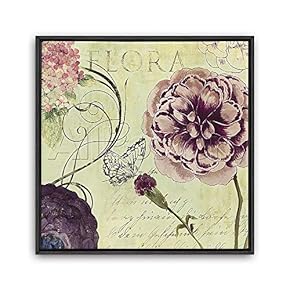 signwin Framed Canvas Wall Art Retro Flowers and...