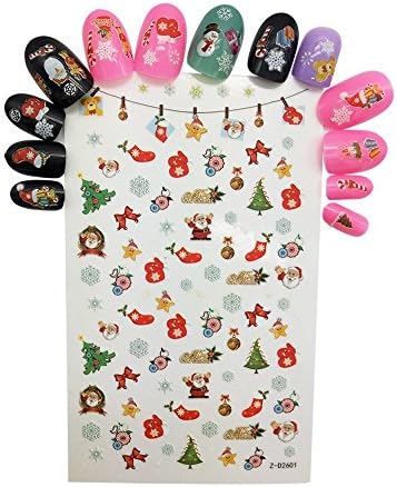 Christmas Nail Decals 4 Sheets Trendy Creepy Nail Art Sticker Self-adhesive Nail Decoration Manicure DIY or Salon (Multicolored)