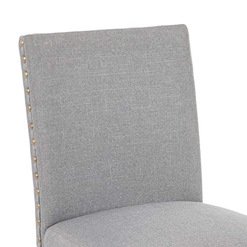 GOTMINSI Bar Stools with Nailheads, 24" Upholstered Bar Stools,Counter Height Bar Chairs with Solid Wood Legs, Set of 2 (Grey)