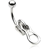 Pierced Owl 14G Stainless Steel Zipper Belly Button Ring