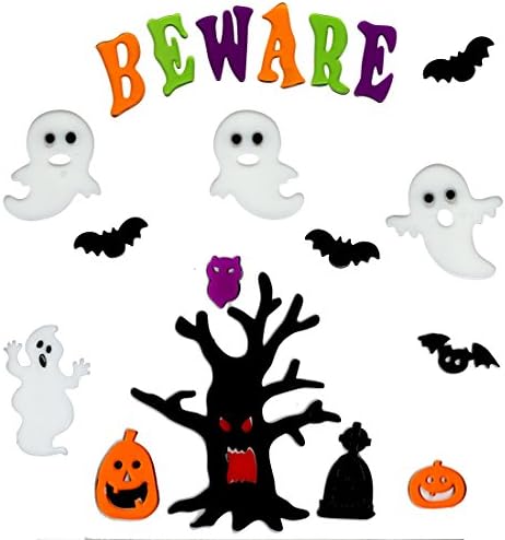 Halloween Window Clings Ghosts and Scary Tree Gel Charms