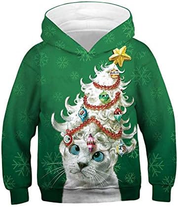3D Christmas Shirt for Big Boys Girls Cartoon Animal Pullover Hooded Sweater Tops Clothes