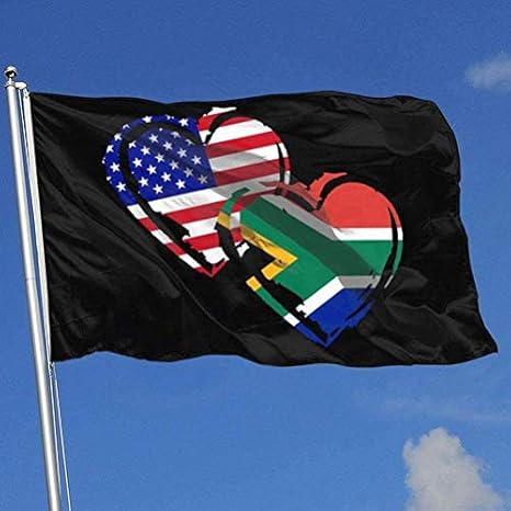 South African-American Love Heart Flag