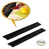 Silicone Kitchen Stove Counter Gap Cover Seals, Wide & Long Gap Filler Set of 2, Seals Spills Strip Stopper Between Washing Machines, Oven, Washer, Dryer, 21” Non-toxic Flexible Gap Caps (Black)