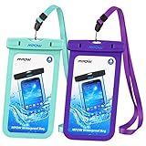Mpow Universal Waterproof Case, IPX8 Waterproof Phone Pouch Dry Bag Compatible for iPhone Xs Max/Xs/Xr/X/8/8plus/7/7plus/6s/6/6s Plus Galaxy s9/s8/s7 Google Pixel HTC12 (Blue+Purple 2-Pack)