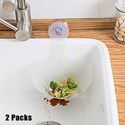 SeaHome 2Pcs Foldable Kitchen Filter Simple Sink Filter Strainer, Self-Standing Drain Sink Anti-Clogging Filter Reusable Garbage Drain Bags for Kitchen Sinks