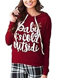 ZXZY Women Long Sleeve Baby It's Cold Outside Letter Print Hoodies and Blouses