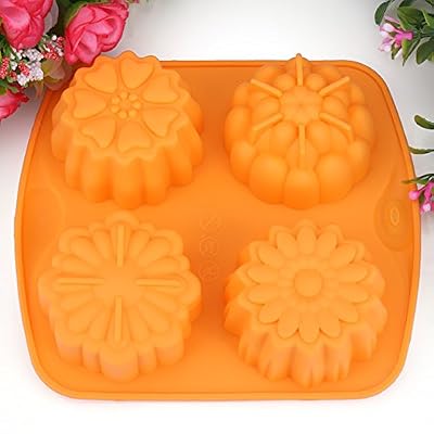 4 Flower Shape Silicone Cake Mold
