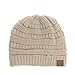 YourStyle USA Trendy Warm Chunky Soft Stretch Cable Knit Slouchy Beanie (One Size, Beige)