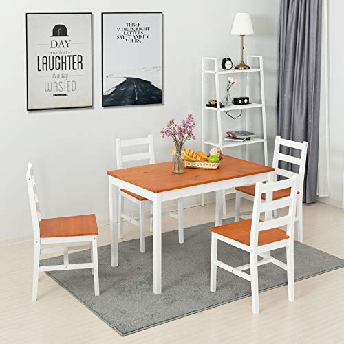 Mecor 5 Piece Wood Dining Table Set, Kitchen Table w/ 4 Chairs for Home
