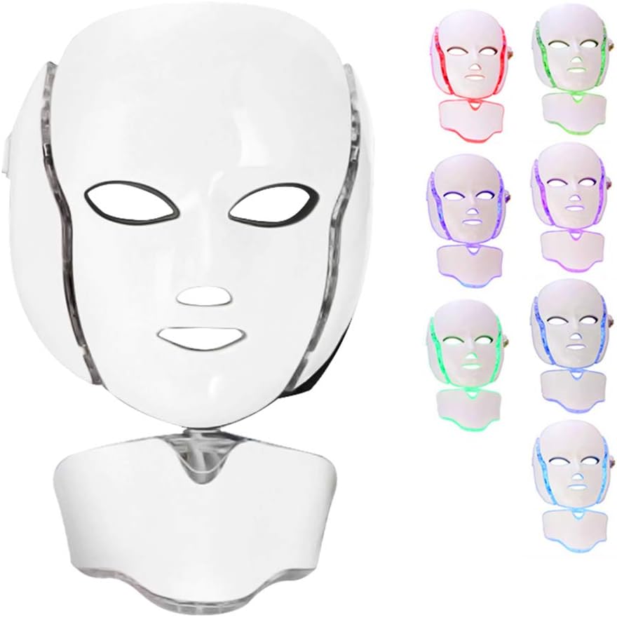 MIAOLULU 7 Colors Led Mask Spa Facial Masks Skin Rejuvenation Whitening Facial Skin Care Mask LED Light Neck Beauty Mask
