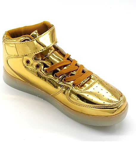 Golden Women High Top USB Charging LED Shoes Flashing Sneakers 46
