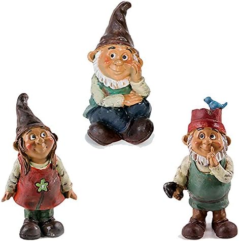 SET OF 3 - Miniature Gnome For Fairy Garden, Dollhouse, Miniscape, Tablescape - 3.5 inches