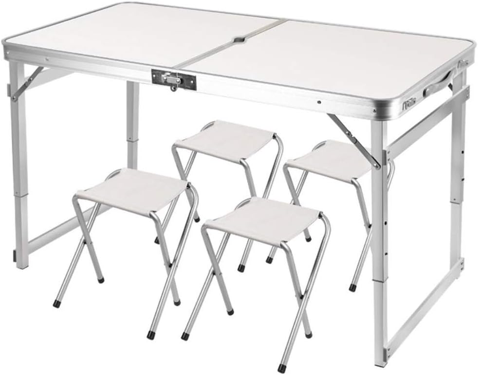 Vixzero Folding Camping Table Garden Table with 4 Chairs Aluminium