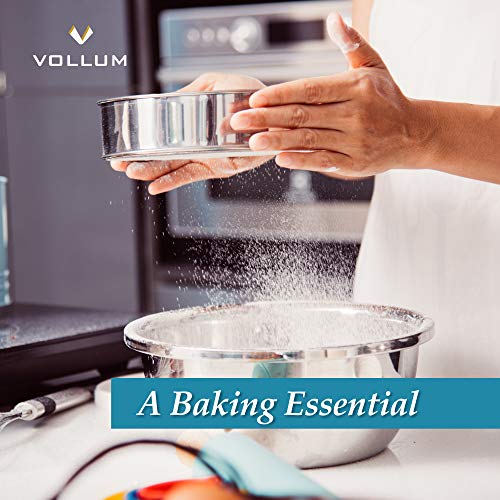 Vollum Stainless Steel Flour Sifter Fine Mesh Round Flour Sifter for