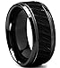 King Will Hammer 8mm Black Tungsten Carbide Ring Hammered Brushed Mens Wedding Band Comfort Fit