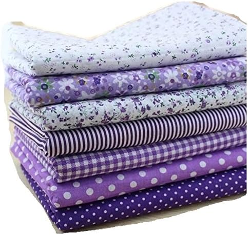 Purple Cotton Patchwork Fabric Bundle for DIY Sewing Textiles Tilda Quilting Tissue 50x50cm (7 pcs)