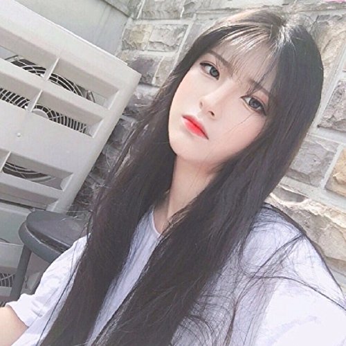 Amazon Com Woman With Long Straight Hair Wig Bangs Fashion