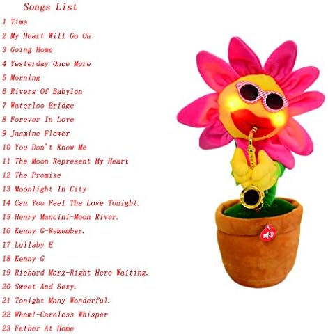 Ensunpal 1 Pc Funny Soft Plush Toy, Creative Singing and Dancing Saxophone Sunflower Plush Toy,1