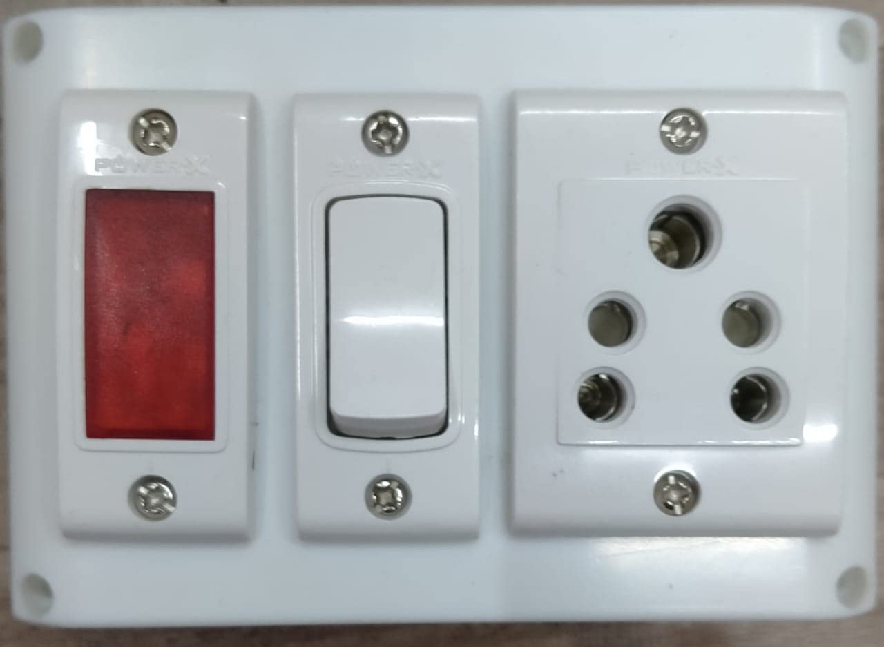 A R Enterprise 3 Way Switch Board with 1 Switch and 5 pin Socket and 1