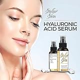 Hyaluronic Acid Serum for Skin from Stellar Skin. Natural Formula. Best Moisturizing Facial Serum for the Anti Aging Anti Wrinkle Battle. Made in the USA