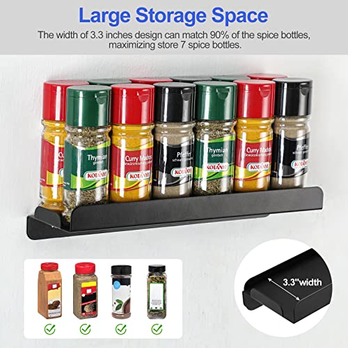 HOUSE AGAIN 2 Packs Spice Rack Wall Mounts Hanging Spice Rack Space-saving Seasoning Organizer and Storage for Kitchen Cabinet Pantry Cupboard Closet Bathroom Balcony Bedroom,11.6″x3.3″x1″, Black