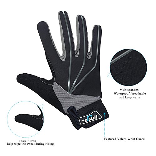 Mersuii Cycling Gloves, Full Finger Touch Screen Mountain Biking Gloves, Anti-Skid Thick Palm Pad Cold Weather Bike Gloves for Men and Women