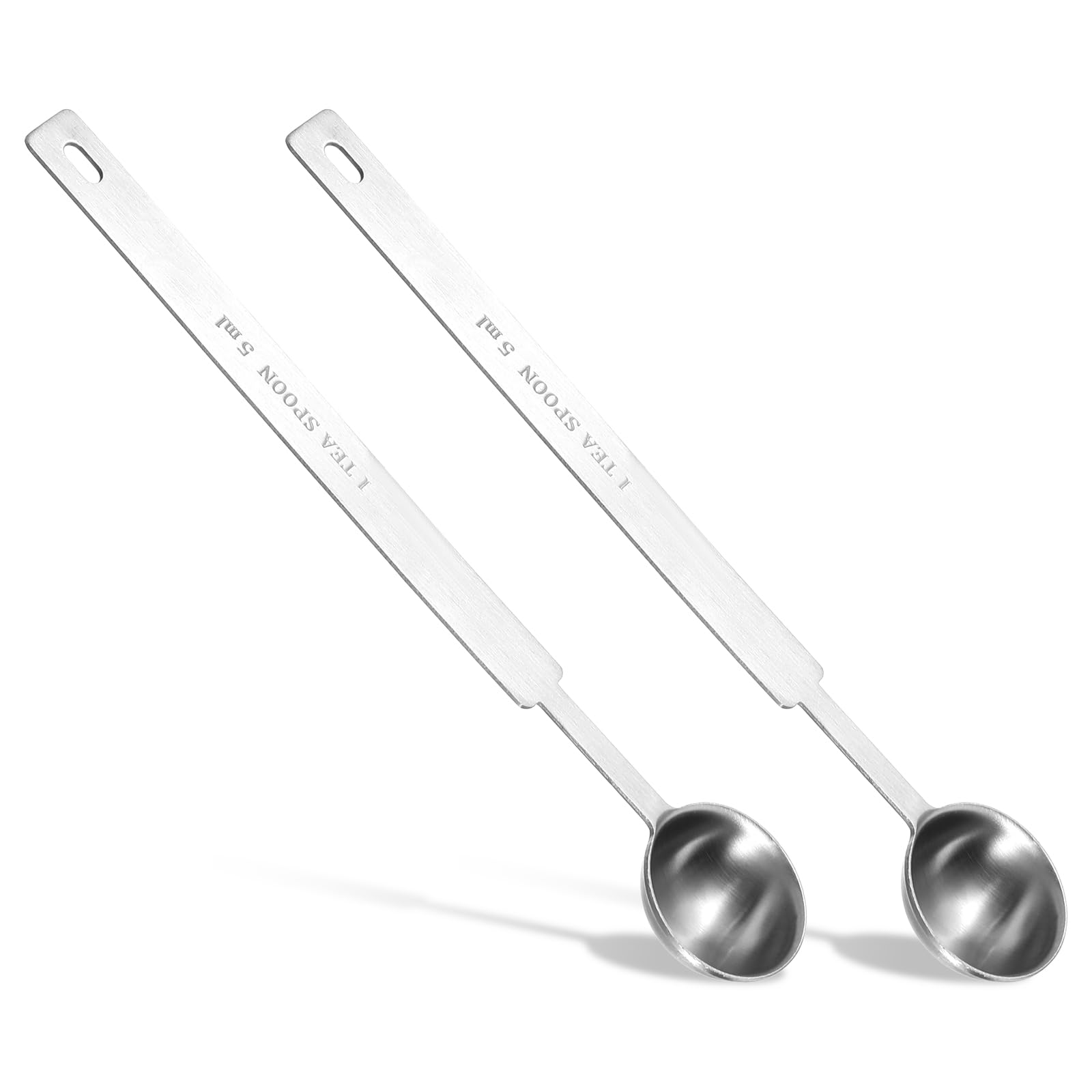 Photo 1 of 2 Pcs Teaspoons Measuring Spoon, 5 Gram Scoop, Stainless Steel Measuring Spoons, 1 Teaspoon (5 mL | 5 cc | 1/6 oz | 1/3 Tablespoon), Dishwasher Safe, Metal Measuring Spoons for Cooking & Baking