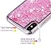 For iPhone Xs Max Case, WORLDMOM Double layer Design Bling Flowing Liquid Floating Sparkle Glitter Waterfall TPU Protective Phone Case for Apple iPhone XS Max [6.5 Inch 2018], Rose Gold