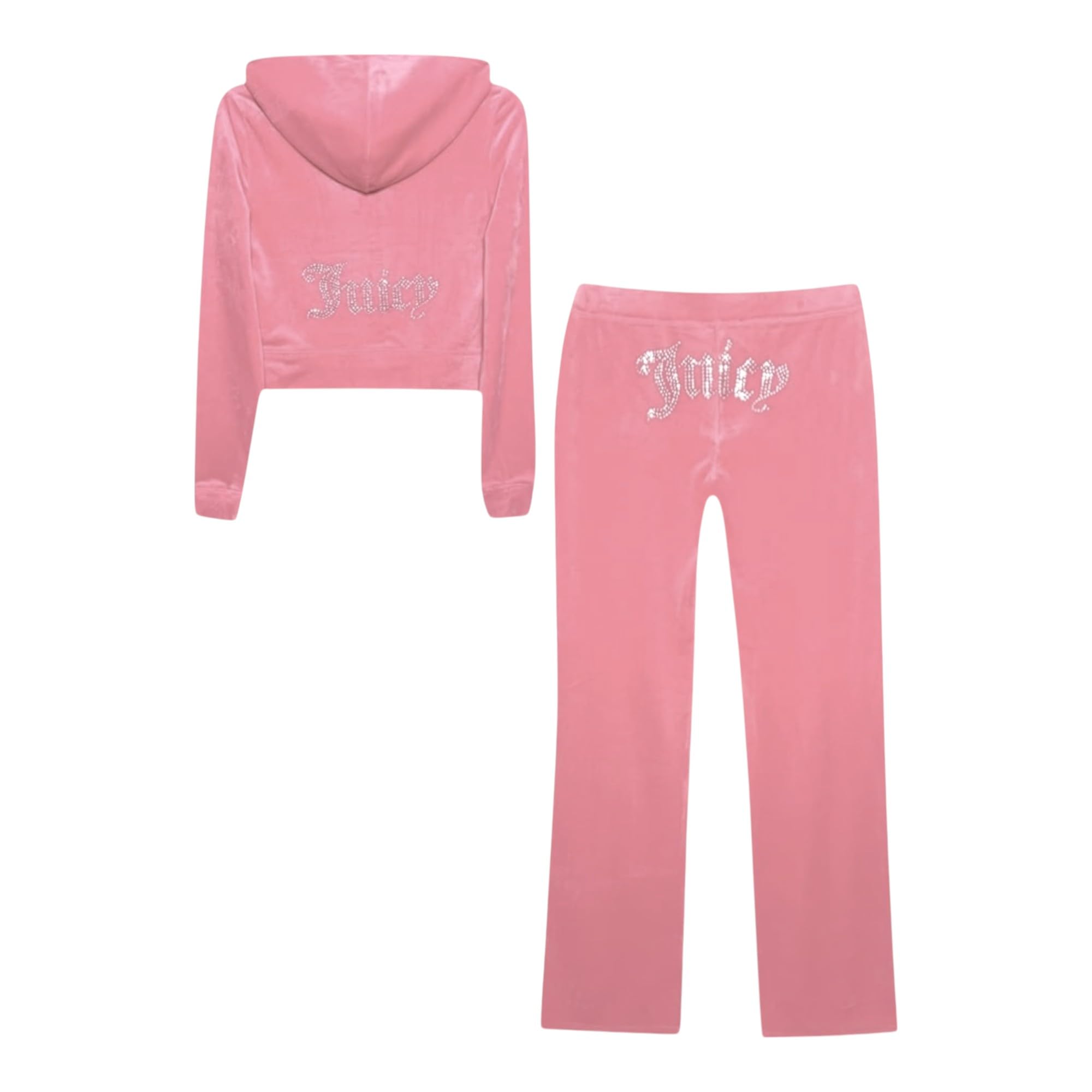 Photo 1 of Juicy Couture Women's Bling Velour Tracksuit (US, Alpha, Medium, Regular, Regular, Rose) size m
