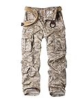 Must Way Men's Cotton Casual Military Army Cargo Camo Combat Work Pants with 8 Pocket Desert Camo 36
