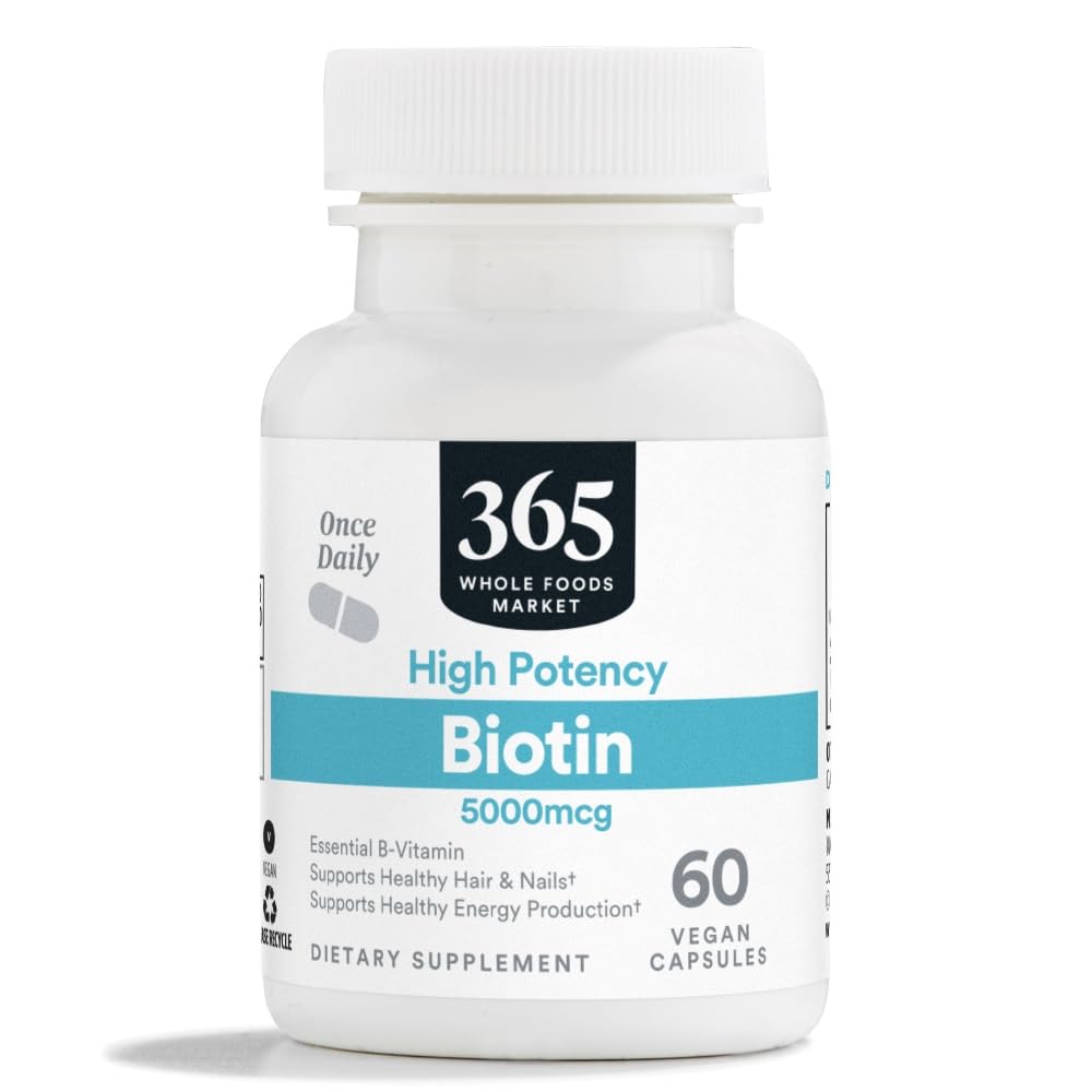 365 by Whole Foods Market, High-Potency Biotin 5000mcg, Vegan, 60 Count