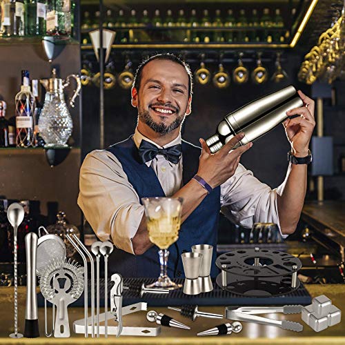 Cocktail Shaker Set, 25Piece Bartender Kit with Acrylic Rotating Stand