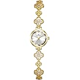 Gosasa Vintage Gold Watch for Women Hollow Four Leaf Chain Bracelet Dainty Small Ladies Dress Quartz Watch Waterproof Luxury Gift