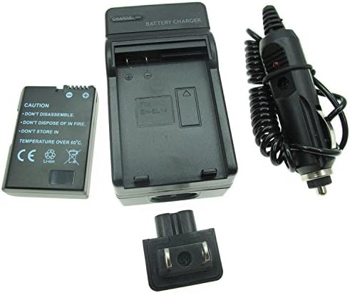 JIOOYEE Battery + Charger For Nikon Coolpix D3100 D3200 D3300 D5100 D5200 D5300 P7000 P7100 P7700 P7800 Df 16.2 MP CMOS FX-Format Digital SLR Camera EN-EL14 ENEL14 EN-EL14a