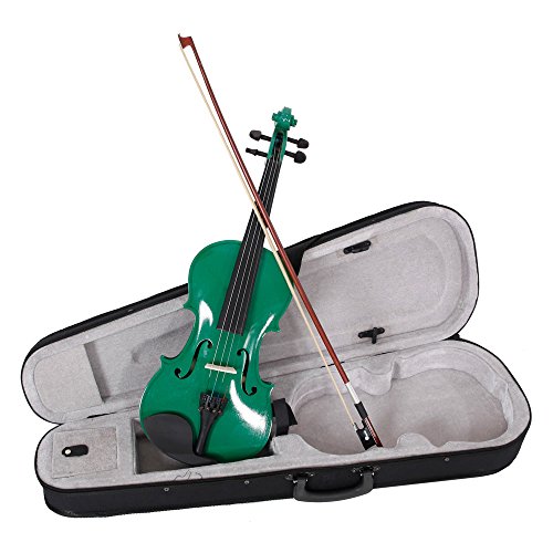 LAGRIMA 4/4 Beginner Kid Violin, Handcrafted Acoustic Violin Beginner Kit, Case, Bow and Rosin, Green
