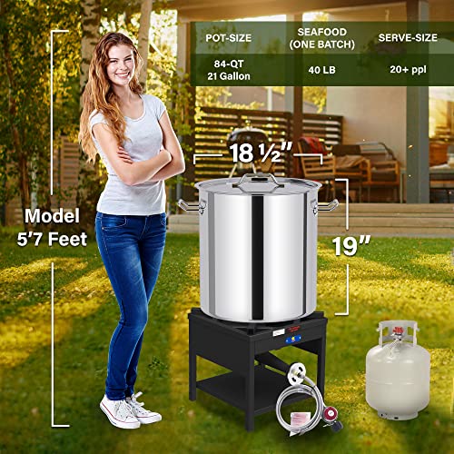 ARC 84QT Large Crawfish Seafood Boil Pot with Basket, Stainless Steel