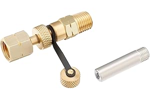 MEASUREMAN Brass Gauge Adaptor 1/4NPT Female，2-1/2 OAL x 1-2/5" x 1/8" Probe with Stainless Steel Sheath，Pressure Gauge Fitting kit (2Pack)