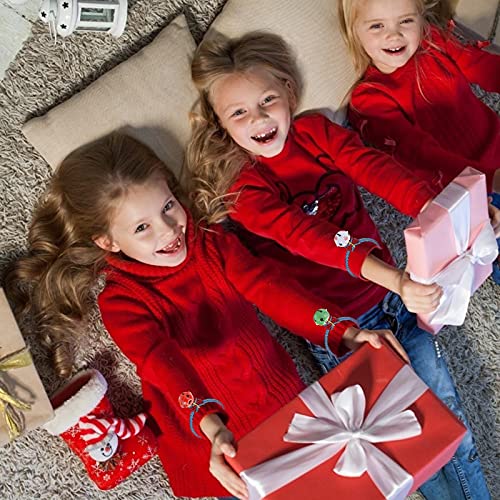 MCPINKY Christmas Jingle Bells, 40PCS Bulk Craft Bells with Star Cutouts Christmas Metal Sleigh Bells and a Roll of Ribbon for Christmas Tree Wreath Garland Ornaments Holiday Gift DIY Decor