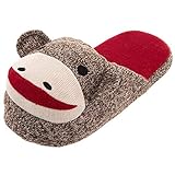 Brown Sock Monkey Women's Slippers 7-8