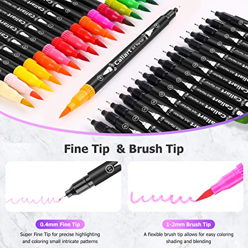 Caliart-34-Dual-Brush-Pens-Art-Markers-Artist-Fine-Brush-Tip-Pen-Coloring-Markers-for-Kids-Adult-Coloring-Book-Bullet-Journaling-Note-Taking-Lettering-Calligraphy-Drawing-Pens-Craft-Supplies