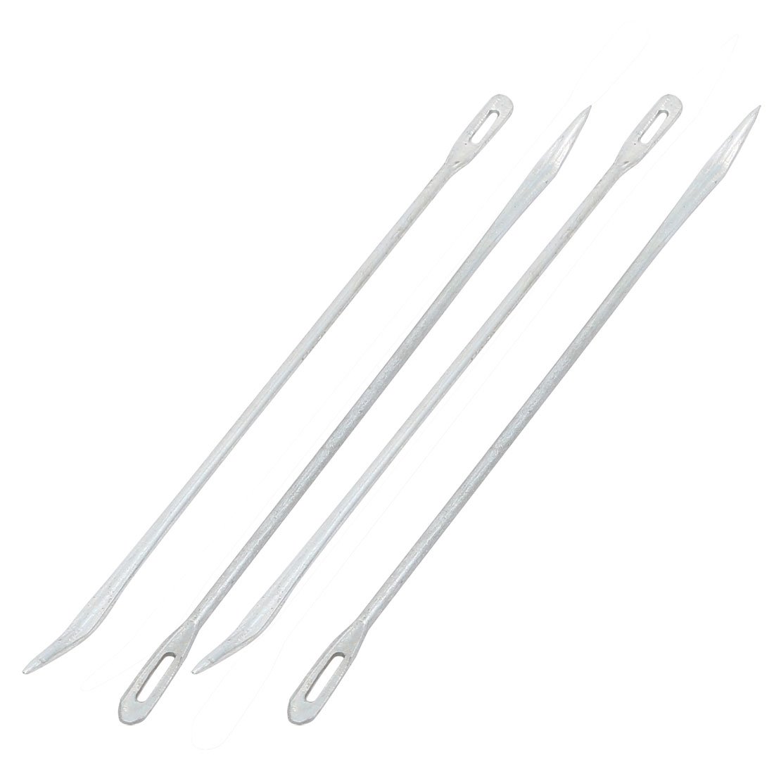 sourcingmap Metal Curved Bent Tip Bag Packing Sewing Stitching Needles 4 Pcs Silver Tone