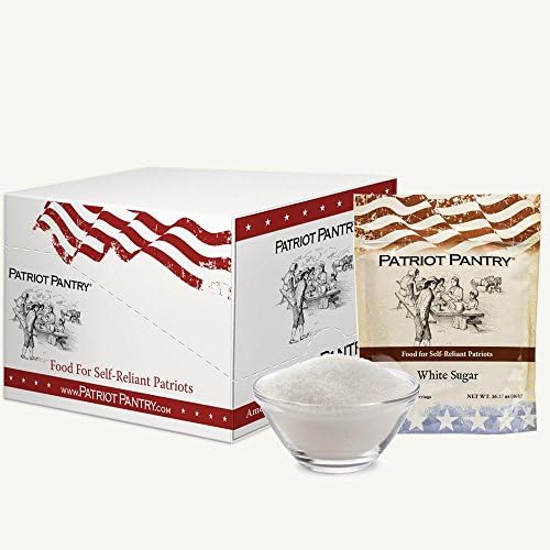 Patriot Pantry White Sugar Case Pack (540 servings, 6 pk.) Bulk Emergency Storage Food Supply, Up to 10-Year Shelf Life