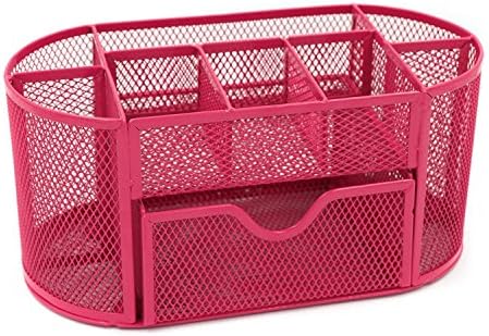 Desk Tidy Mesh Set Office Organiser Tray Multi-functional Pencil Pot Suitable For Stuffs And School Teacher Or Students. (pink)