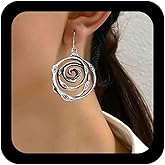 Erimberate Bohemian Spiral Dangle Earrings Gold Metal Twisted Drop Earrings Hollow Swirl Hook Earrings Ethnic Spiral Hoop Earrings Jewelry for Women