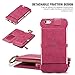 For Apple iPhone 6 Plus and Apple iPhone 6s Plus 5.5 inch Case, FLOVEME Vintage 2 in 1 Zipper Magnetic Wallet Leather 18 Card Slots Handbag Full Protection Flip Pouch Kickstand Cover Holder - Hot Pink