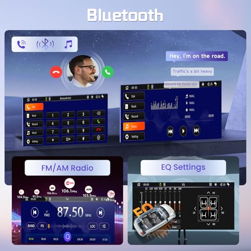 DAB+ Autoradio 1 Din Carplay Android Auto Wireless Bluetooth, 6.9'' IPS Touchscreen Stereo con Mirror Link Vivavoce Bluetooth DAB+ Radio Digitale FM Tipo-C USB EQ Controllo del Volante Retrocamera