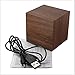 Lowpricenice Digital Square Cube Mini Brown Wood Red LED Light Alarm Clock with Time and Temperature Display & Sound Control